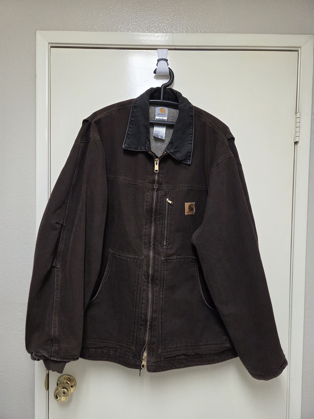 Carhartt C61 DKB Sandstone Ridge Coat Sherpa Lined Dark Brown Jacket Size XXL